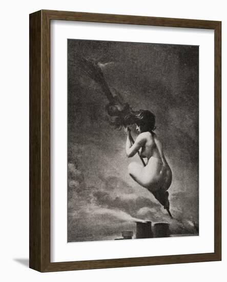 The Witch on Her Broomstick-null-Framed Giclee Print