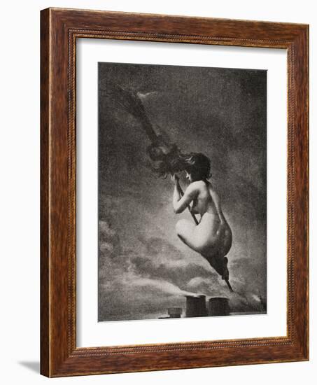 The Witch on Her Broomstick-null-Framed Giclee Print