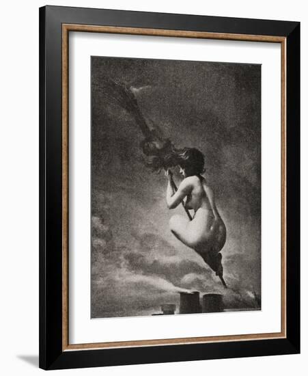 The Witch on Her Broomstick-null-Framed Giclee Print