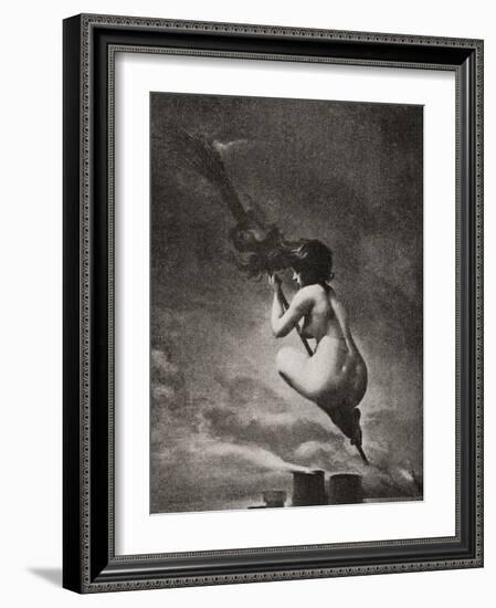 The Witch on Her Broomstick-null-Framed Giclee Print