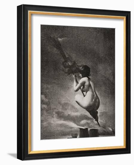 The Witch on Her Broomstick-null-Framed Giclee Print