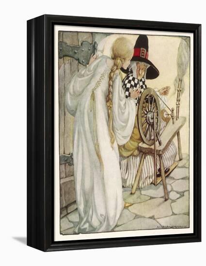 The Witch Shows Sleeping Beauty the Spinning Wheel-Anne Anderson-Framed Stretched Canvas