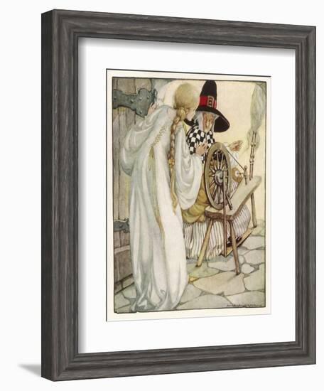 The Witch Shows Sleeping Beauty the Spinning Wheel-Anne Anderson-Framed Art Print