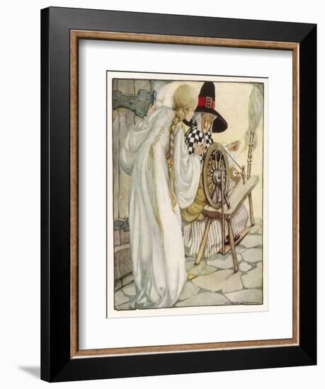 The Witch Shows Sleeping Beauty the Spinning Wheel-Anne Anderson-Framed Art Print