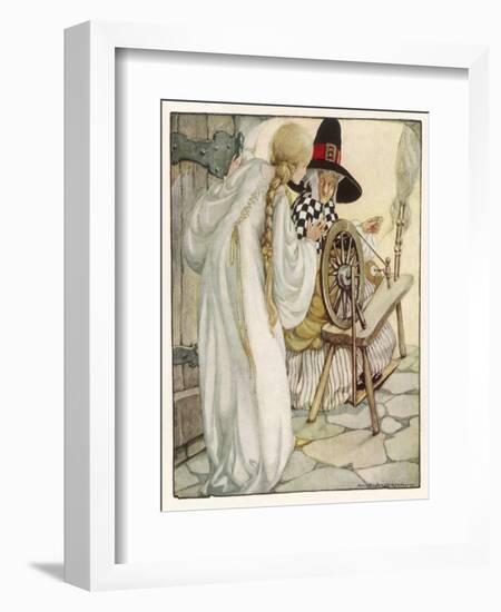 The Witch Shows Sleeping Beauty the Spinning Wheel-Anne Anderson-Framed Art Print