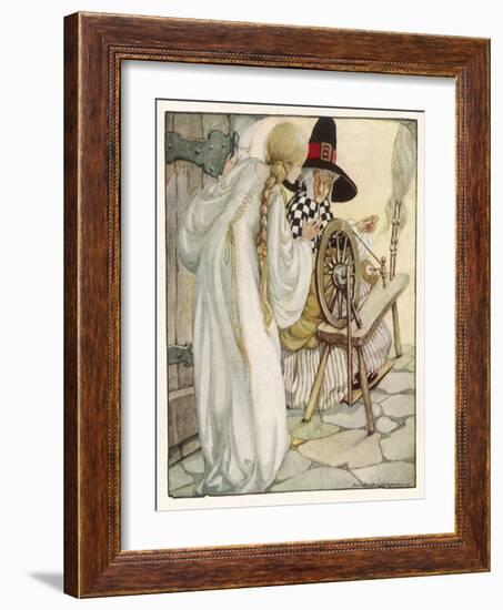 The Witch Shows Sleeping Beauty the Spinning Wheel-Anne Anderson-Framed Art Print