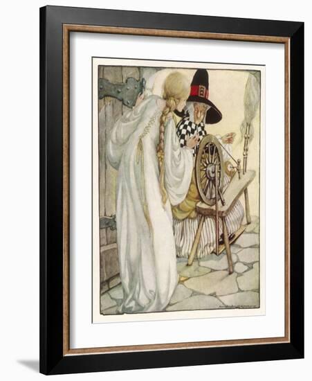 The Witch Shows Sleeping Beauty the Spinning Wheel-Anne Anderson-Framed Art Print