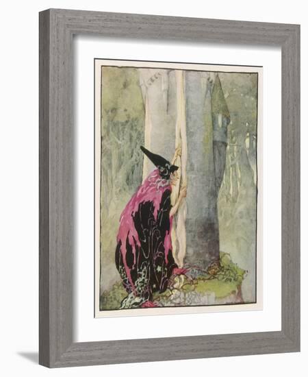 The Witch Spies on Rapunzel-Anne Anderson-Framed Art Print