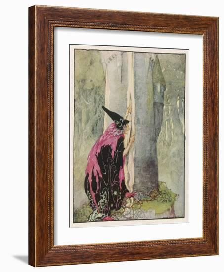 The Witch Spies on Rapunzel-Anne Anderson-Framed Art Print