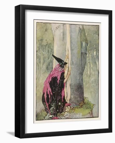 The Witch Spies on Rapunzel-Anne Anderson-Framed Art Print