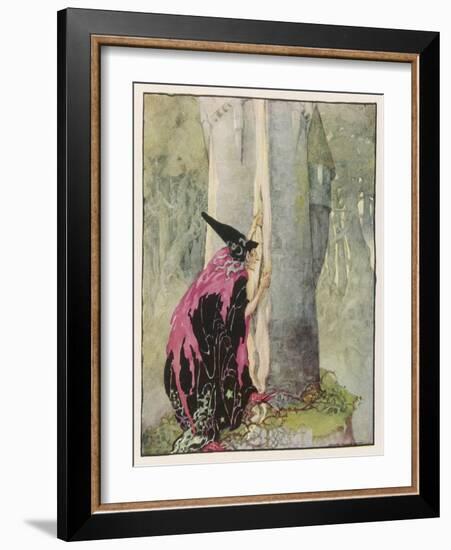 The Witch Spies on Rapunzel-Anne Anderson-Framed Art Print