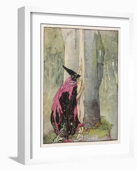 The Witch Spies on Rapunzel-Anne Anderson-Framed Art Print