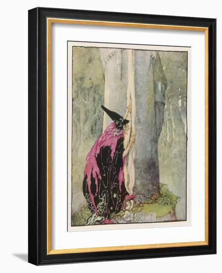 The Witch Spies on Rapunzel-Anne Anderson-Framed Art Print