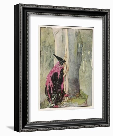 The Witch Spies on Rapunzel-Anne Anderson-Framed Art Print