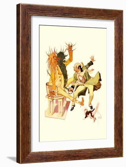 The Wizard Cut the Sorcer in Two-John R. Neill-Framed Art Print