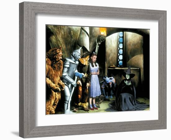 The Wizard of Oz, Bert Lahr, Jack Haley, Ray Bolger, Judy Garland, Margaret Hamilton, 1939-null-Framed Premium Photographic Print