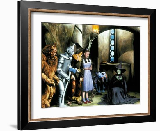 The Wizard of Oz, Bert Lahr, Jack Haley, Ray Bolger, Judy Garland, Margaret Hamilton, 1939-null-Framed Premium Photographic Print