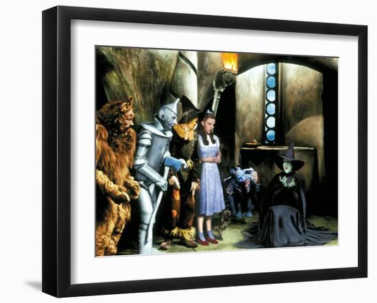 The Wizard of Oz, Bert Lahr, Jack Haley, Ray Bolger, Judy Garland, Margaret Hamilton, 1939-null-Framed Premium Photographic Print