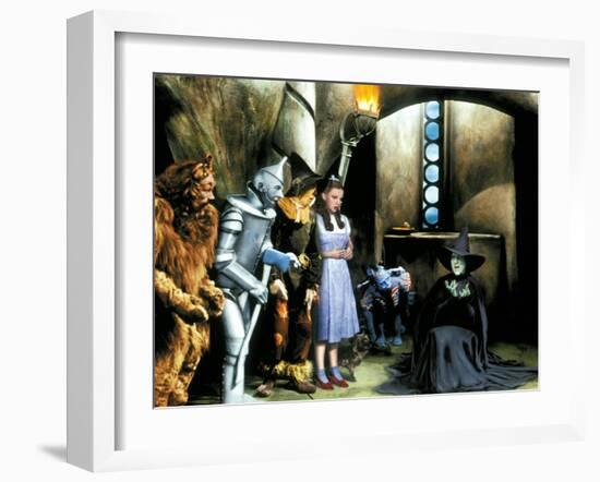 The Wizard of Oz, Bert Lahr, Jack Haley, Ray Bolger, Judy Garland, Margaret Hamilton, 1939-null-Framed Premium Photographic Print