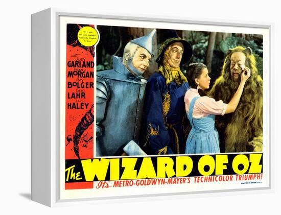 The Wizard of Oz, from Left: Jack Haley, Ray Bolger, Judy Garland, Bert Lahr, 1939-null-Framed Stretched Canvas