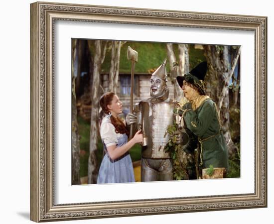 The Wizard of Oz, from Left: Judy Garland, Jack Haley, Ray Bolger, 1939-null-Framed Premium Photographic Print