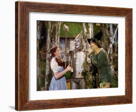 The Wizard of Oz, from Left: Judy Garland, Jack Haley, Ray Bolger, 1939-null-Framed Premium Photographic Print
