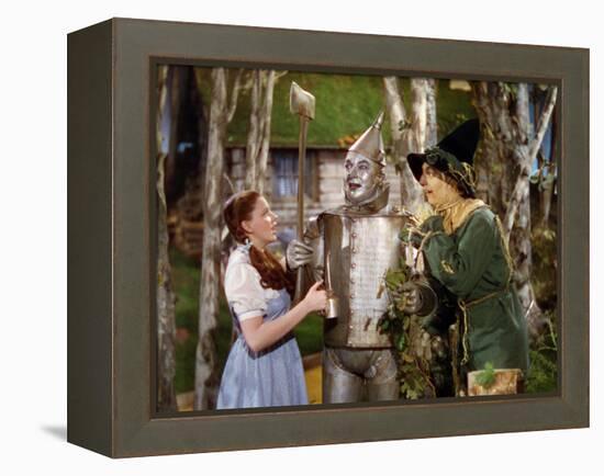 The Wizard of Oz, from Left: Judy Garland, Jack Haley, Ray Bolger, 1939-null-Framed Stretched Canvas