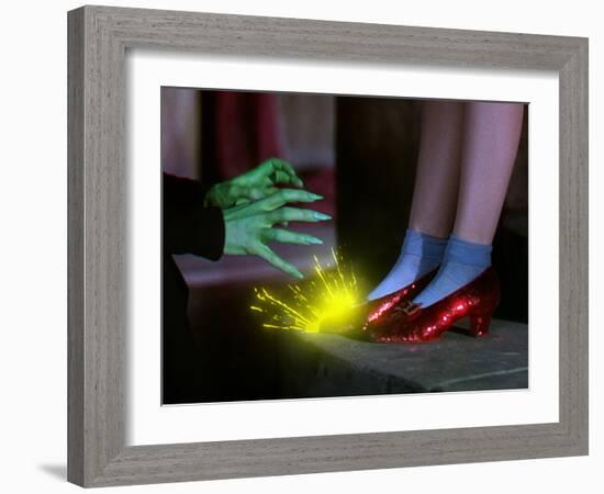 The Wizard of Oz, from Left: Margaret Hamilton, Judy Garland, 1939-null-Framed Premium Photographic Print