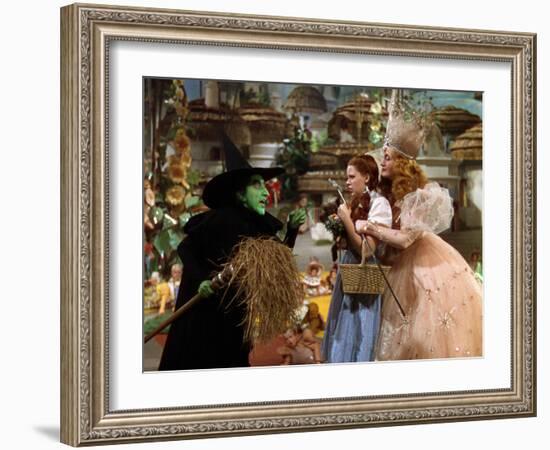 The Wizard of Oz, Margaret Hamilton, Judy Garland, Billie Burke, 1939-null-Framed Premium Photographic Print