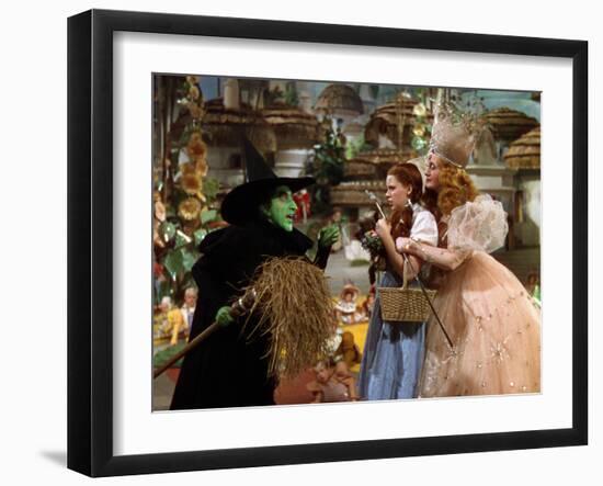 The Wizard of Oz, Margaret Hamilton, Judy Garland, Billie Burke, 1939-null-Framed Premium Photographic Print