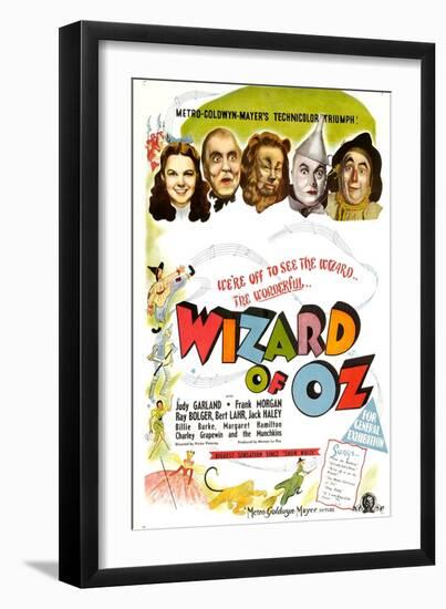The Wizard of Oz, UK Movie Poster, 1939-null-Framed Premium Giclee Print