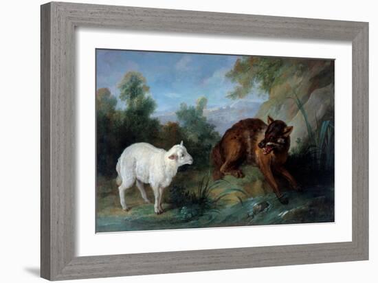 The Wolf and the Lamb, 1751 (Oil on Canvas)-Jean-Baptiste Oudry-Framed Giclee Print