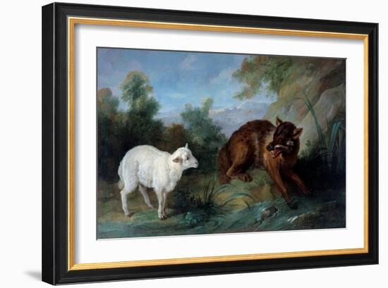 The Wolf and the Lamb, 1751 (Oil on Canvas)-Jean-Baptiste Oudry-Framed Giclee Print