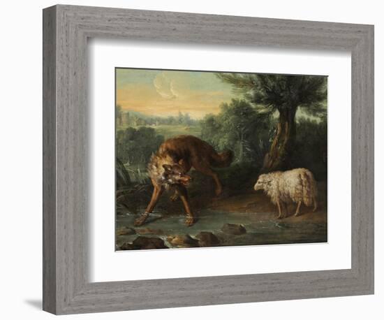 The Wolf and the Lamb (Oil on Canvas)-Jean-Baptiste Oudry-Framed Giclee Print