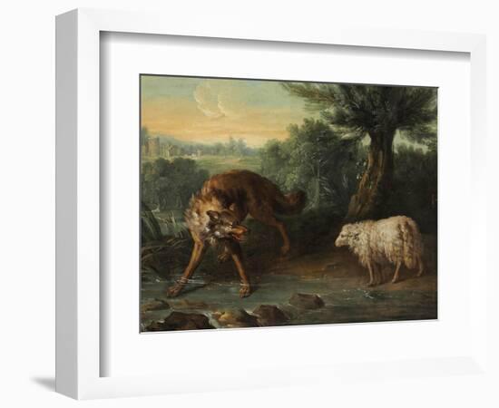 The Wolf and the Lamb (Oil on Canvas)-Jean-Baptiste Oudry-Framed Giclee Print