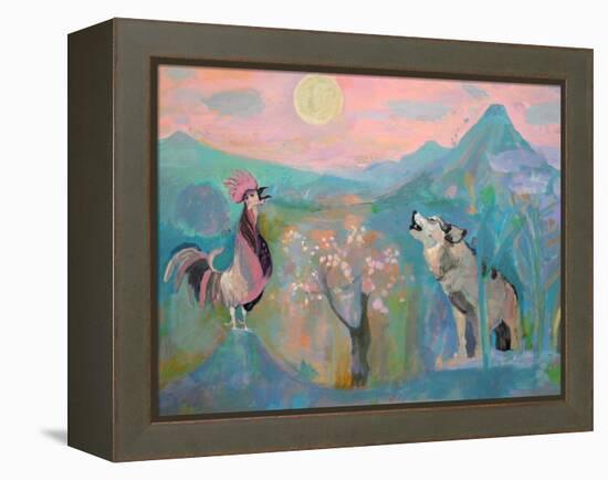The Wolf and the Rooster Sing by Moonlight-Iria Fernandez Alvarez-Framed Stretched Canvas