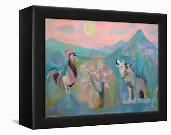 The Wolf and the Rooster Sing by Moonlight-Iria Fernandez Alvarez-Framed Stretched Canvas