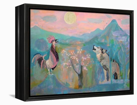 The Wolf and the Rooster Sing by Moonlight-Iria Fernandez Alvarez-Framed Stretched Canvas