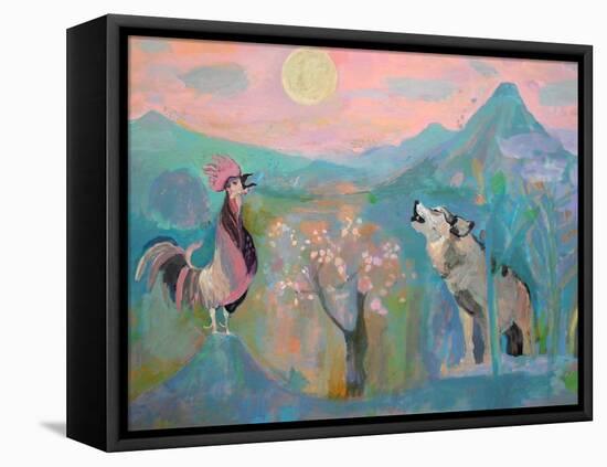 The Wolf and the Rooster Sing by Moonlight-Iria Fernandez Alvarez-Framed Stretched Canvas