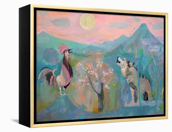 The Wolf and the Rooster Sing by Moonlight-Iria Fernandez Alvarez-Framed Stretched Canvas