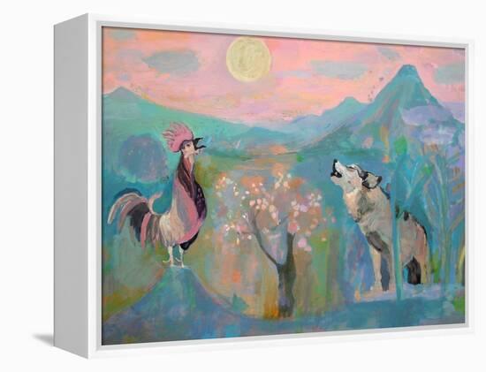 The Wolf and the Rooster Sing by Moonlight-Iria Fernandez Alvarez-Framed Stretched Canvas