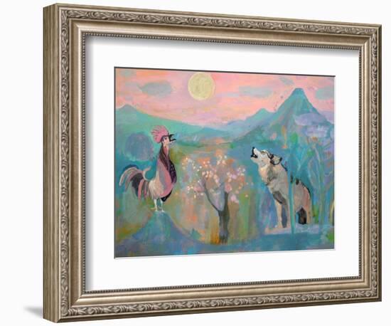 The Wolf and the Rooster Sing by Moonlight-Iria Fernandez Alvarez-Framed Premium Giclee Print