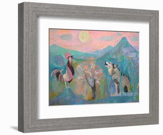 The Wolf and the Rooster Sing by Moonlight-Iria Fernandez Alvarez-Framed Premium Giclee Print