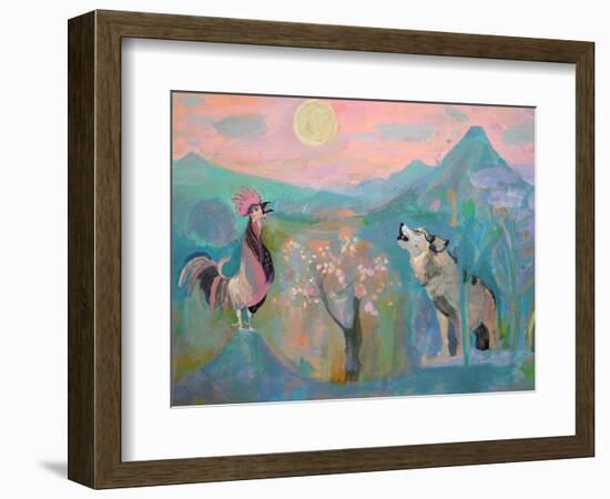 The Wolf and the Rooster Sing by Moonlight-Iria Fernandez Alvarez-Framed Premium Giclee Print