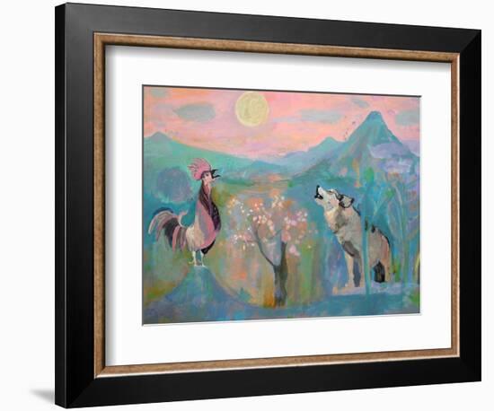 The Wolf and the Rooster Sing by Moonlight-Iria Fernandez Alvarez-Framed Premium Giclee Print