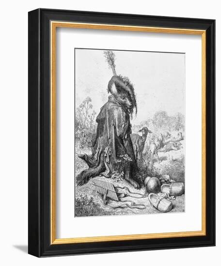 The Wolf Turned Shepherd, Illustration from 'Fables' by La Fontaine, 1868-Gustave Doré-Framed Giclee Print