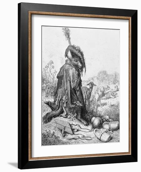 The Wolf Turned Shepherd, Illustration from 'Fables' by La Fontaine, 1868-Gustave Doré-Framed Giclee Print