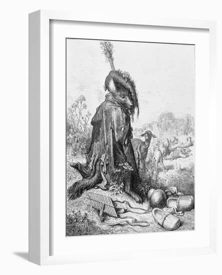 The Wolf Turned Shepherd, Illustration from 'Fables' by La Fontaine, 1868-Gustave Doré-Framed Giclee Print