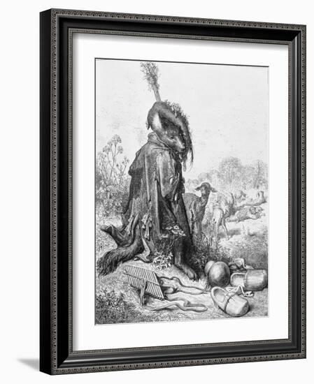 The Wolf Turned Shepherd, Illustration from 'Fables' by La Fontaine, 1868-Gustave Doré-Framed Giclee Print