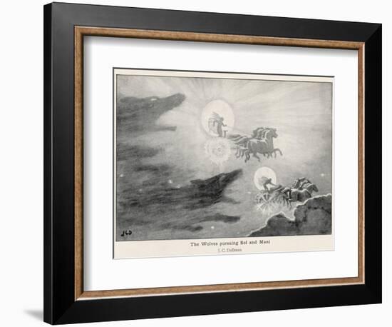 The Wolves Skoll (Repulsion) and Hati (Hate) Pursue Sol (Sun) and Mani (Moon) Across the Skies-J.c. Dollman-Framed Photographic Print